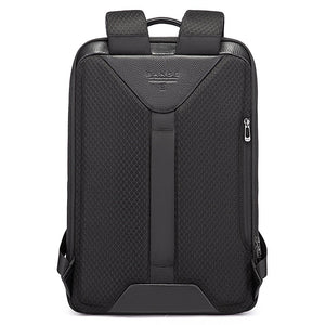 Black backpack back panel with padded shoulder straps, chest strap, and side zippers