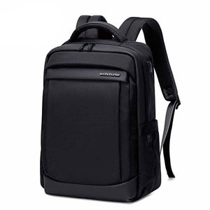 ARCTIC HUNTER expandable waterproof travel backpack, black, front view with side zipper