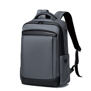 ARCTIC HUNTER expandable waterproof travel backpack, gray, front view with shoulder straps