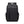 Black waterproof travel backpack with logo badge, front zip pocket, and side zips