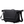 Black compact waterproof crossbody bag with front flap, logo panel, and adjustable strap