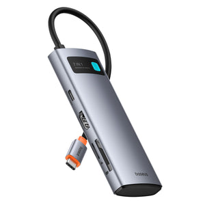 Multifunctional device with USB-C and other ports on a white background