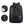 Waterproof black travel backpack with sealed-looking front panels and textured fabric.