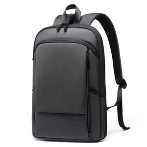 Dark gray business backpack with front zip pocket and adjustable shoulder straps