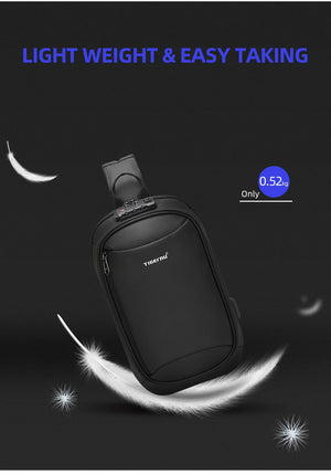 TIGERNU S8100 Compact Waterproof Crossbody Bag with USB Charging Port
