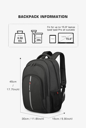TIGERNU B3893 Large Capacity Waterproof Travel Backpack with USB Charging Port