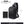 Black compact crossbody bag shown with tablet size for scale; adjustable shoulder strap.