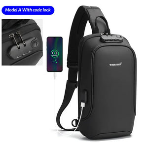 TIGERNU S8100 Compact Waterproof Crossbody Bag with USB Charging Port