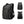 Black travel backpack with padded straps, front zip pocket, and side accessory straps