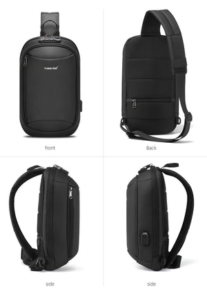 TIGERNU S8100 Compact Waterproof Crossbody Bag with USB Charging Port