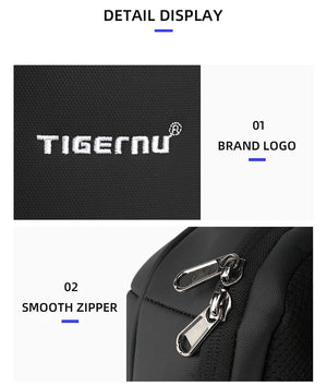 TIGERNU S8100 Compact Waterproof Crossbody Bag with USB Charging Port
