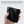 Black genuine leather trifold wallet held in hand, pebbled texture and logo.