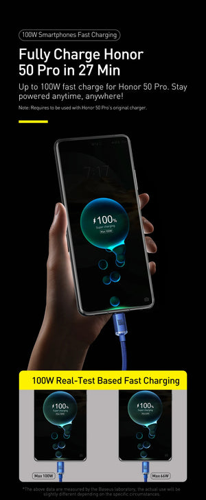 BASEUS Crystal Shine Series 100W USB-C to USB-A Fast Charging Cable