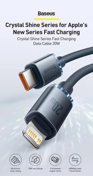 BASEUS Crystal Shine Series 20W USB-C to Lightning Fast Charging Cable