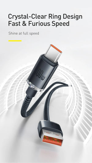 BASEUS Crystal Shine Series 100W USB-C to USB-A Fast Charging Cable