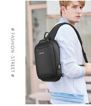 TIGERNU S8100 Compact Waterproof Crossbody Bag with USB Charging Port