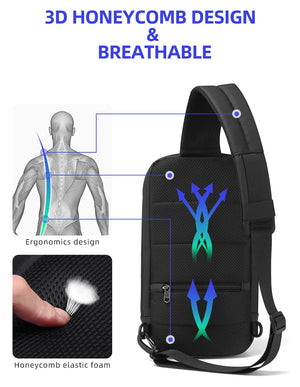 TIGERNU S8100 Compact Waterproof Crossbody Bag with USB Charging Port