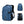 Blue travel backpack with padded straps, front zip pocket, and mesh back support