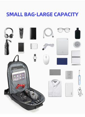 TIGERNU S8100 Compact Waterproof Crossbody Bag with USB Charging Port