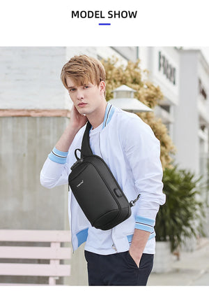 TIGERNU S8100 Compact Waterproof Crossbody Bag with USB Charging Port