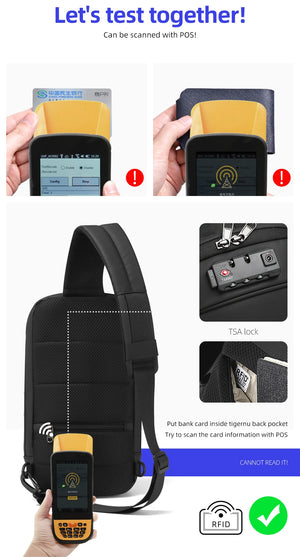 TIGERNU S8100 Compact Waterproof Crossbody Bag with USB Charging Port
