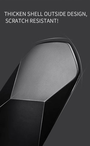 Black thick outer shell with scratch-resistant textured surface