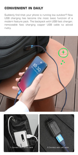 TIGERNU B3893 Large Capacity Waterproof Travel Backpack with USB Charging Port