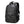 Black waterproof travel backpack with front logo, zip pockets, and padded shoulder straps