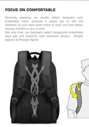 TIGERNU B3893 Large Capacity Waterproof Travel Backpack with USB Charging Port
