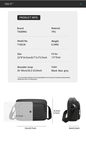TIGERNU S8136 Lightweight Compact Waterproof Crossbody and Messenger Bag