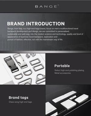 BANGE brand tag cards and portable metal accessories for backpack