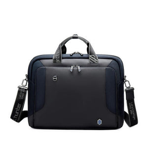 Protective waterproof laptop bag, dark blue with padded handle and front zip pocket