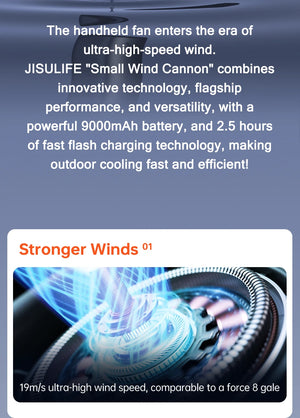 JISULIFE Ultra1 Rechargeable Handheld Portable Fan