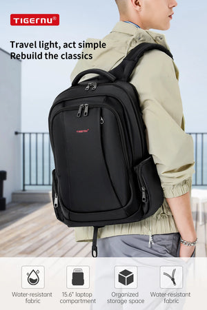 TIGERNU B3143 Large Capacity Waterproof Travel Backpack with USB Charging Port
