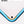 Black laptop sleeve with blue padded edge and rounded corner, zipper seam visible.