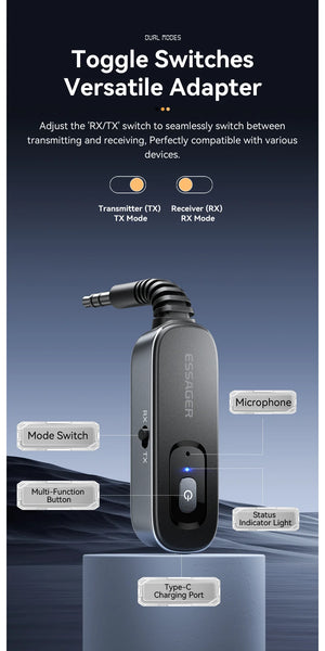 ESSAGER BT10 2in1 Aux Wireless Bluetooth Adapter