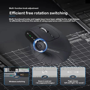 JOMAA Multi-Device Rechargeable Vertical Bluetooth Wireless Mouse