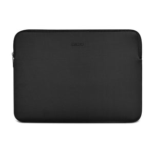 Laptop and tablet sleeve, black exterior with zip closure and WIWU logo.