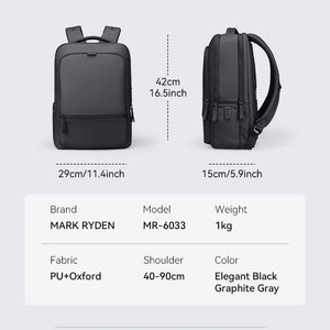 MARK RYDEN MR6033 Compact Durable Waterproof Business and Laptop Backpack