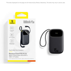 BASEUS QPow3 Fast Charging Power Bank with Built-In Cable