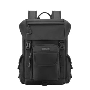 Black waterproof detachable crossbody messenger backpack with front zip pockets and top handle