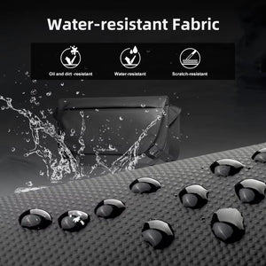 Black water-resistant crossbody bag with splash protection and durable fabric
