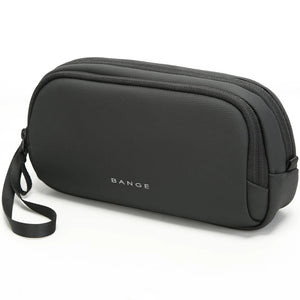 BANGE lightweight waterproof tech storage bag, dark gray, zippered oval case with wrist strap