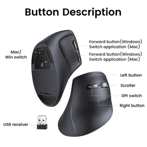 UGREEN MU008 Multi-Mode Ergonomic Vertical Bluetooth Wireless Mouse