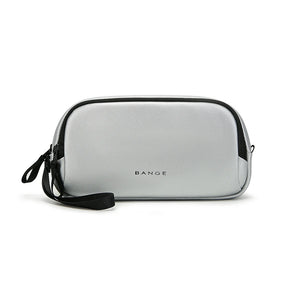 BANGE lightweight waterproof tech storage bag, light silver, zippered case with wrist strap