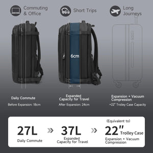 TIGERNU B9831 Expandable Vacuum Compression Waterproof Travel Backpack with Pump
