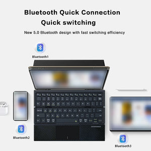 JOMAA Tri-Folding Rechargeable Bluetooth Wireless Keyboard with Touchpad