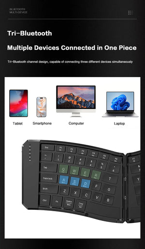 JOMAA Compact Foldable Rechargeable Bluetooth Wireless Keyboard