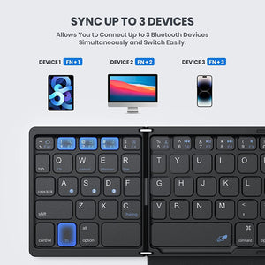 JOMAA Foldable Rechargeable Bluetooth Wireless Keyboard with Touchpad