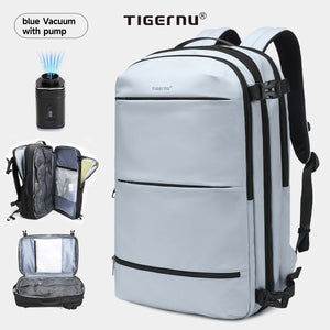 TIGERNU B9831 Expandable Vacuum Compression Waterproof Travel Backpack with Pump